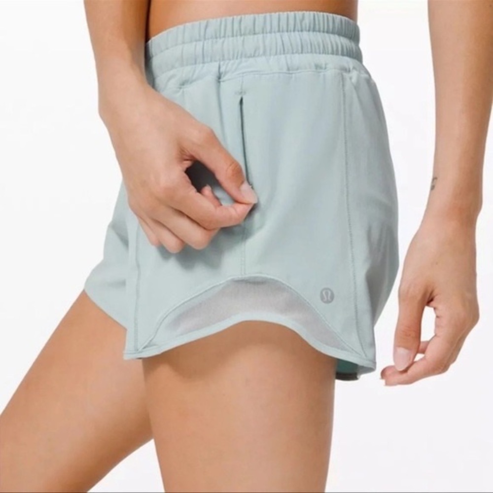 Lululemon Tall Low Rise Hotty Hots 4 inch in Rare Light Blue.